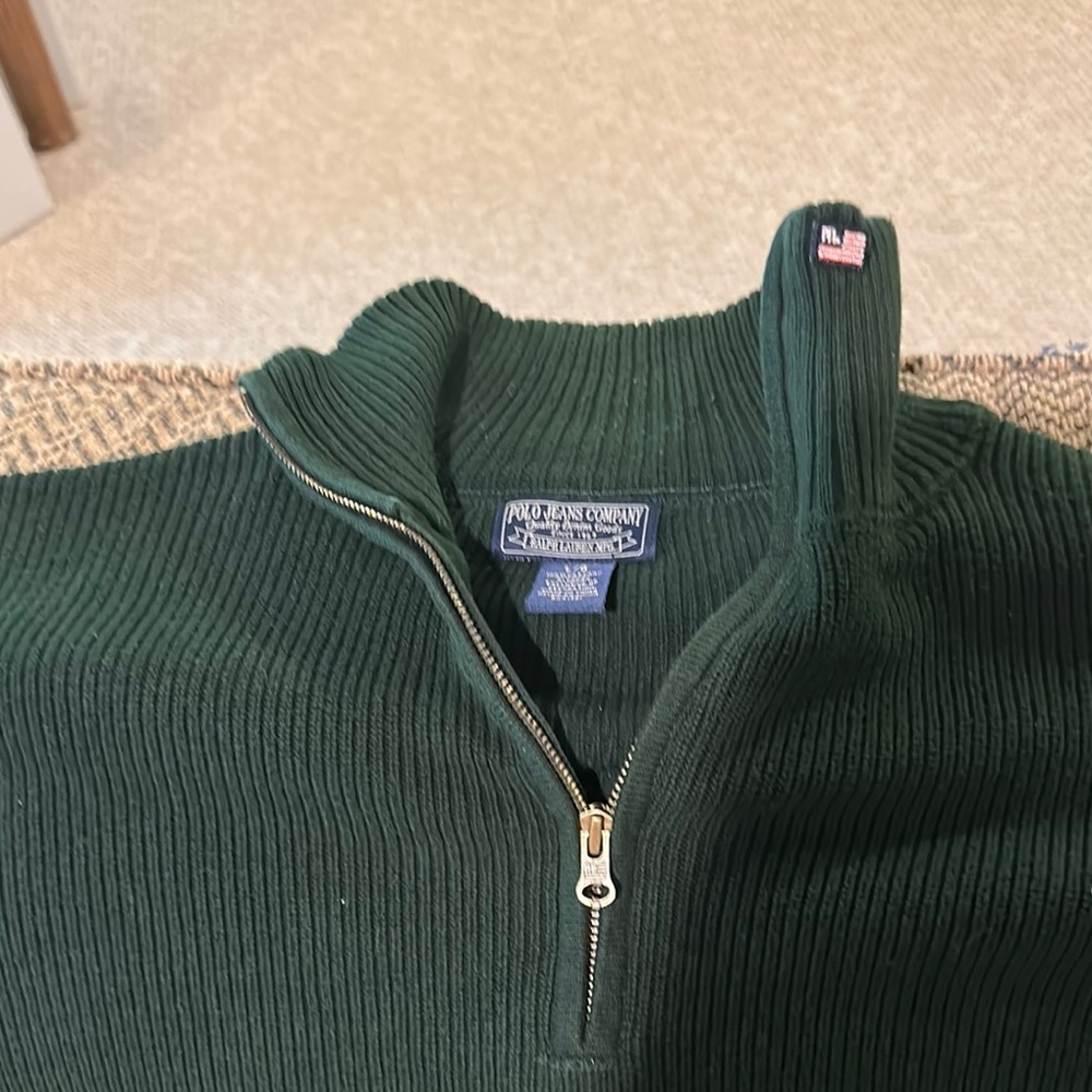 Polo by Ralph Lauren Green Half-Zip Sweater L